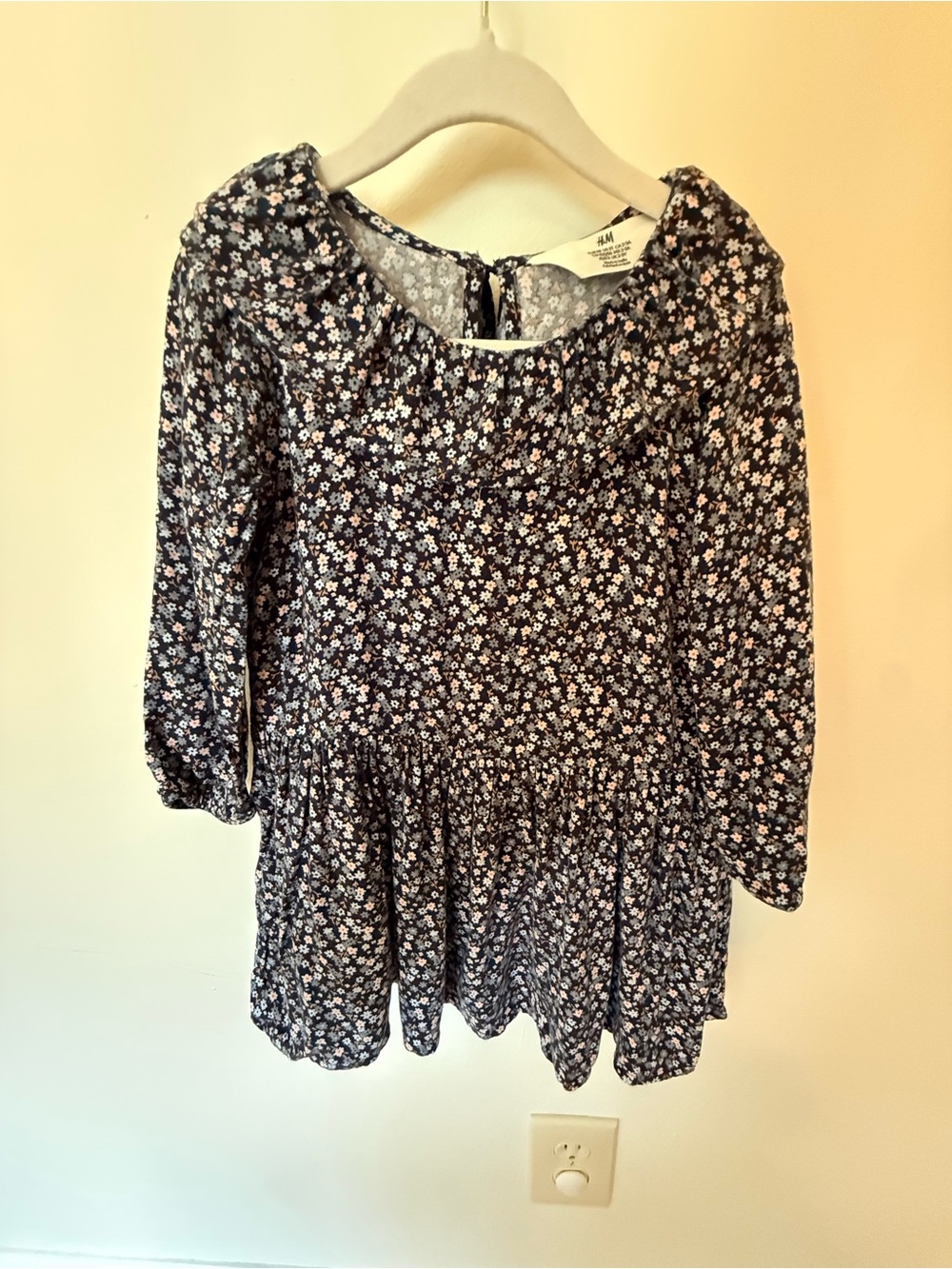 H&M Navy Floral Peasant Dress for Girls